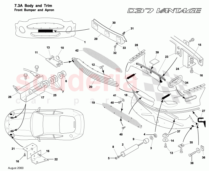 Front Bumper and Apron of Aston Martin Aston Martin DB7 Vantage