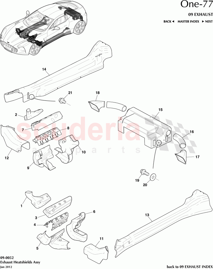 Exhaust HeatShields Assembly of Aston Martin Aston Martin One-77