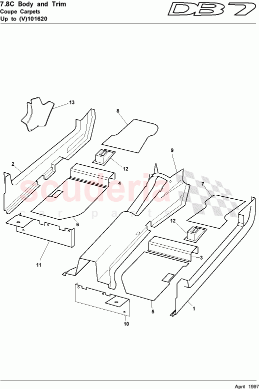 Coupe Carpets (To VIN 101620) of Aston Martin Aston Martin DB7 (1997)