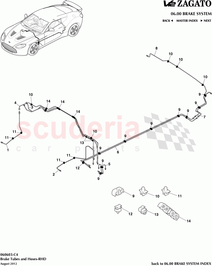 Brake Tubes and Hoses-RHD of Aston Martin Aston Martin V12 Zagato