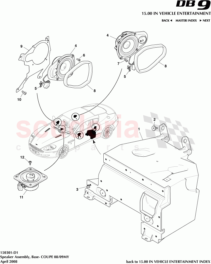 Speaker Assembly, Base (Coupe) (2008 / 2009) of Aston Martin Aston Martin DB9 (2004-2012)