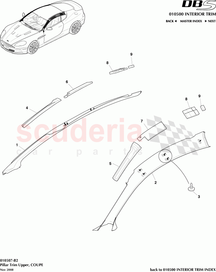 Pillar Trim Upper (Coupe) of Aston Martin Aston Martin DBS V12