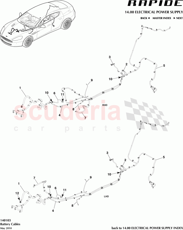 Battery Cables of Aston Martin Aston Martin Rapide