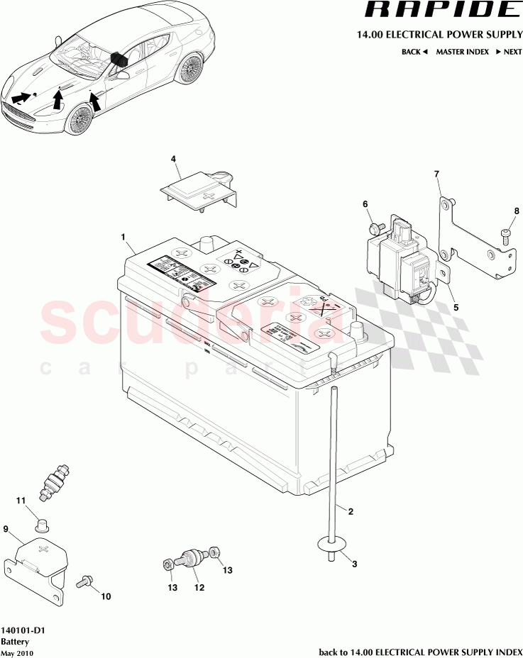 Battery of Aston Martin Aston Martin Rapide