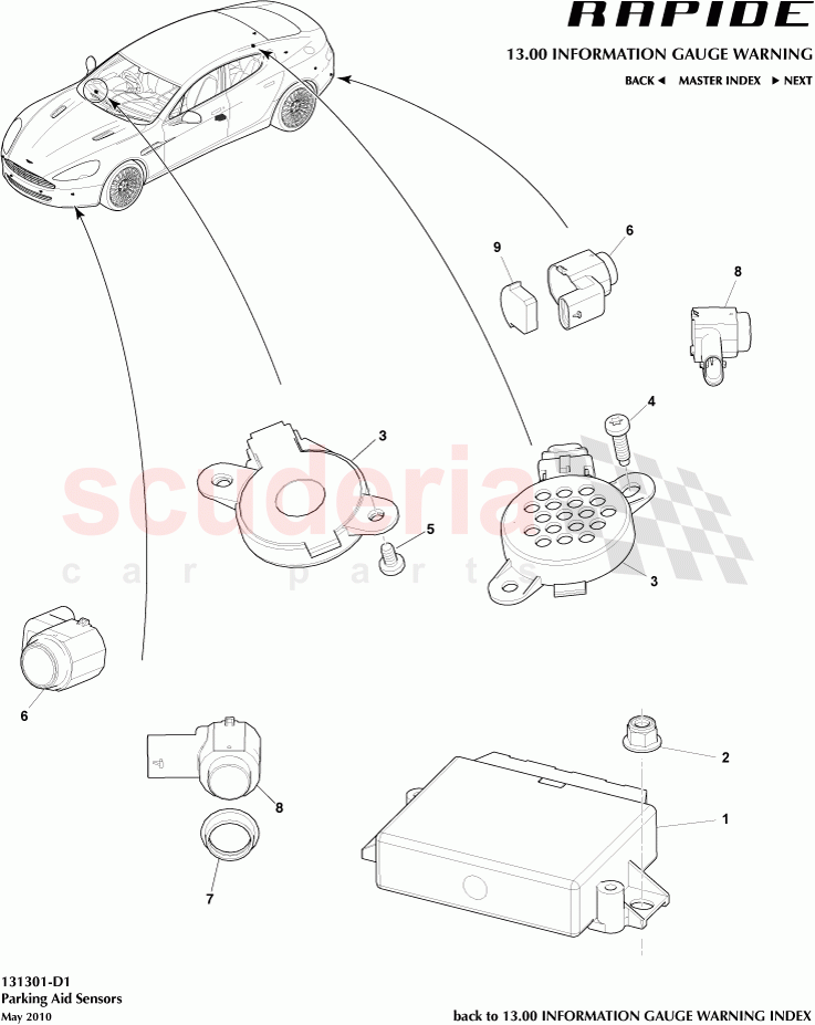 Parking Aid Sensors of Aston Martin Aston Martin Rapide