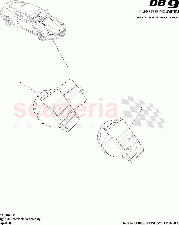 Ignition Interlock Switch Assembly of Aston Martin Aston Martin DB9 (2004-2012)