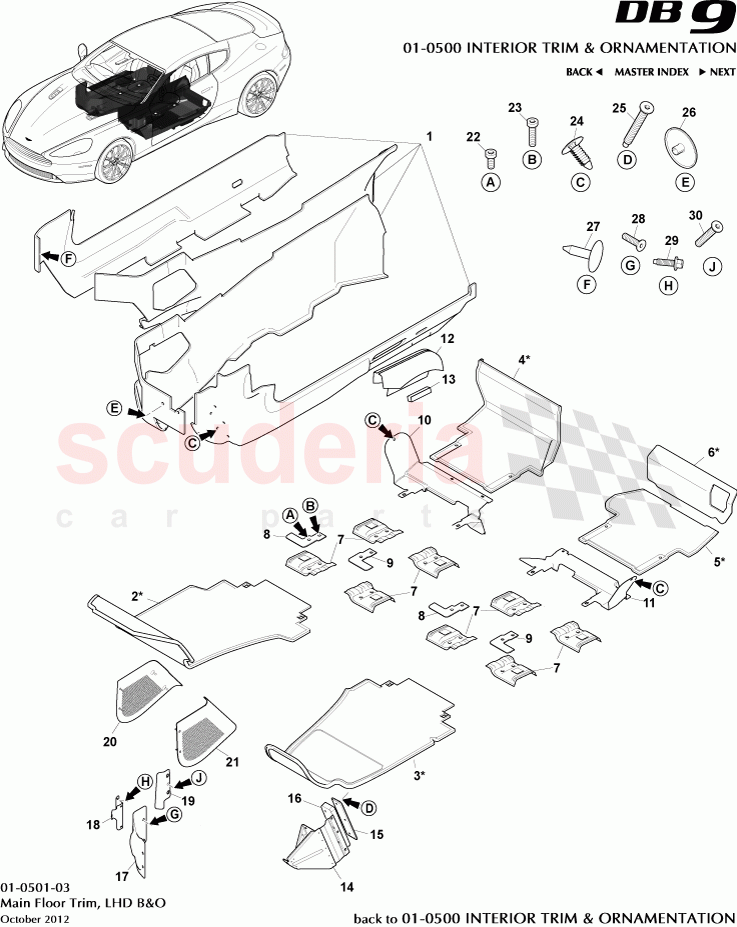 Main Floor Trim, LHD B&O of Aston Martin Aston Martin DB9 (2013-2016)