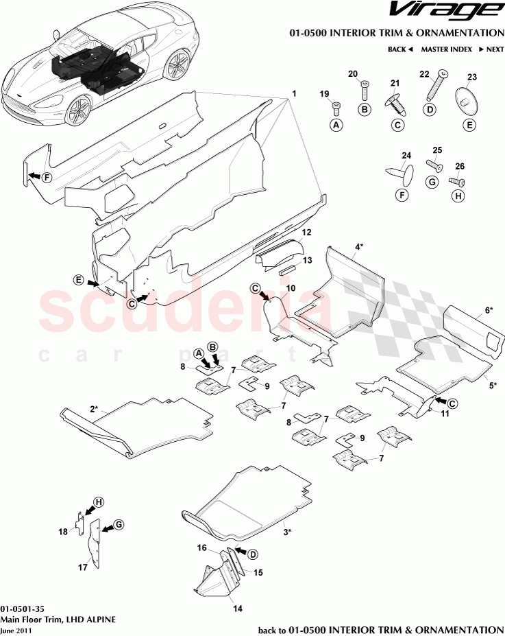 Main Floor Trim, LHD ALPINE of Aston Martin Aston Martin Virage