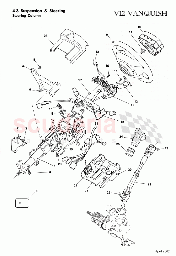 Steering Column of Aston Martin Aston Martin Vanquish (2001-2007)