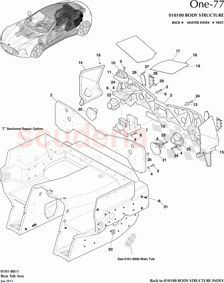 Rear Tub Assembly of Aston Martin Aston Martin One-77