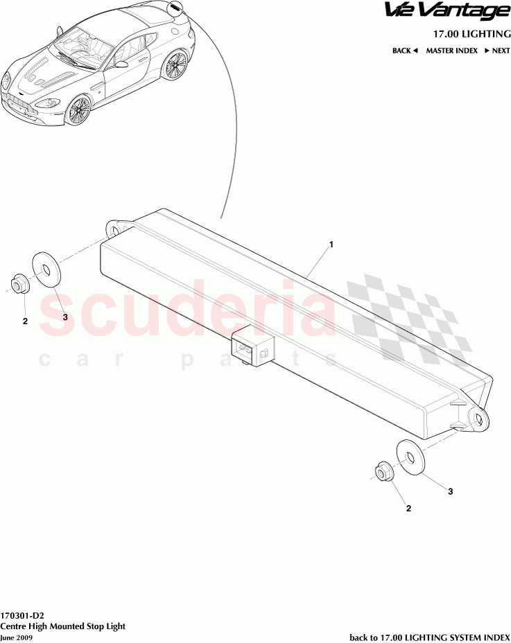 Centre High Mounted Stop Light of Aston Martin Aston Martin V12 Vantage