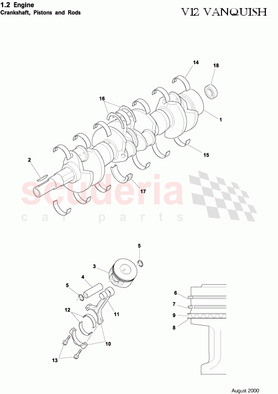 Crankshafts, Pistons and Rods of Aston Martin Aston Martin Vanquish (2001-2007)