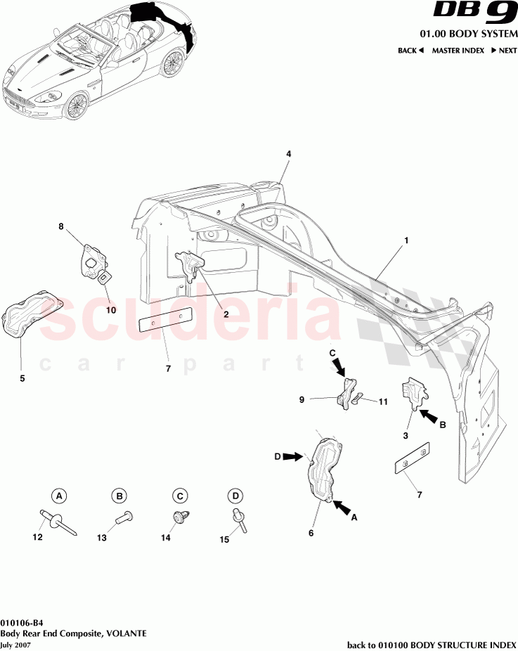 Body Rear End Composite (Volante) of Aston Martin Aston Martin DB9 (2004-2012)