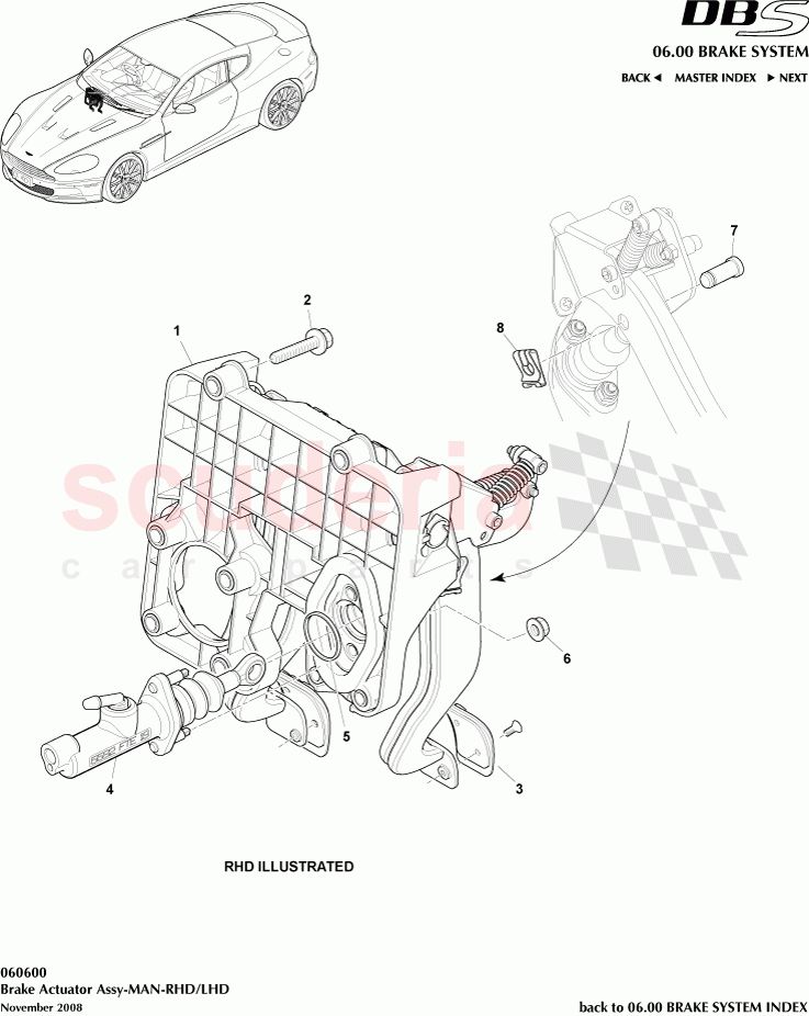 Brake Actuator Assembly (Manual) -RHD / LHD of Aston Martin Aston Martin DBS V12