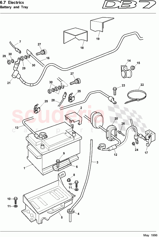 Battery and Tray of Aston Martin Aston Martin DB7 (1997)