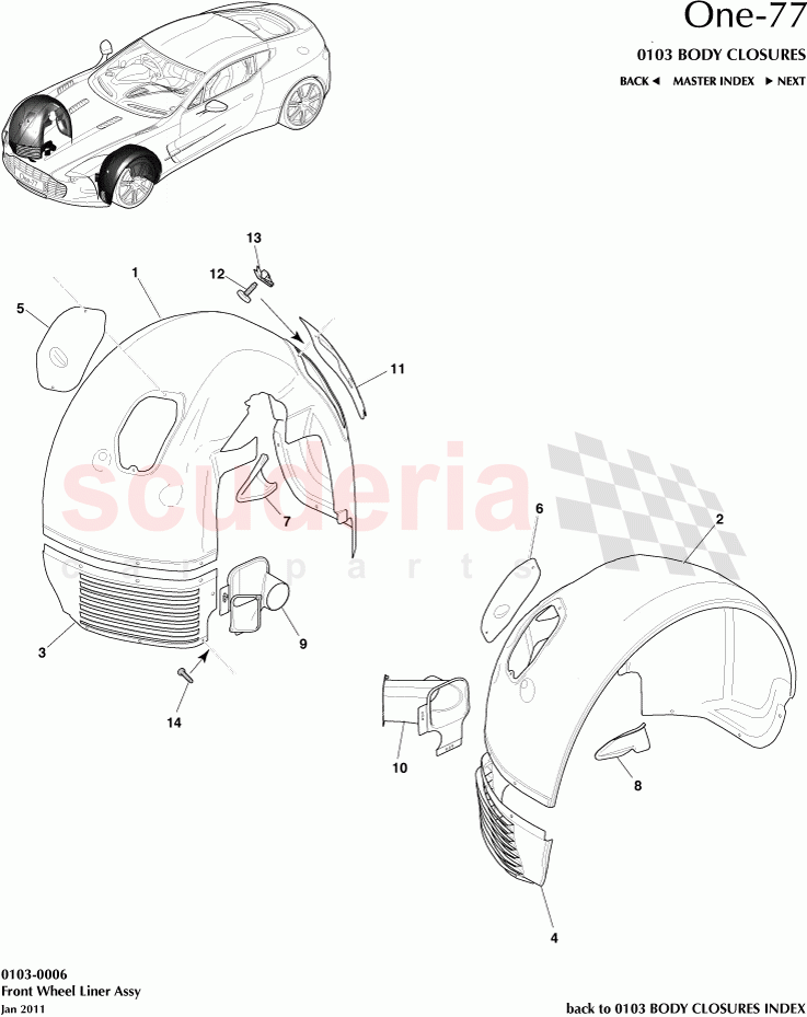 Front Wheel Liner Assembly of Aston Martin Aston Martin One-77
