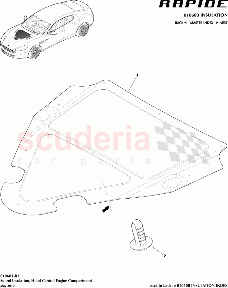 Sound Insulation, Hood Central Engine Compartment of Aston Martin Aston Martin Rapide