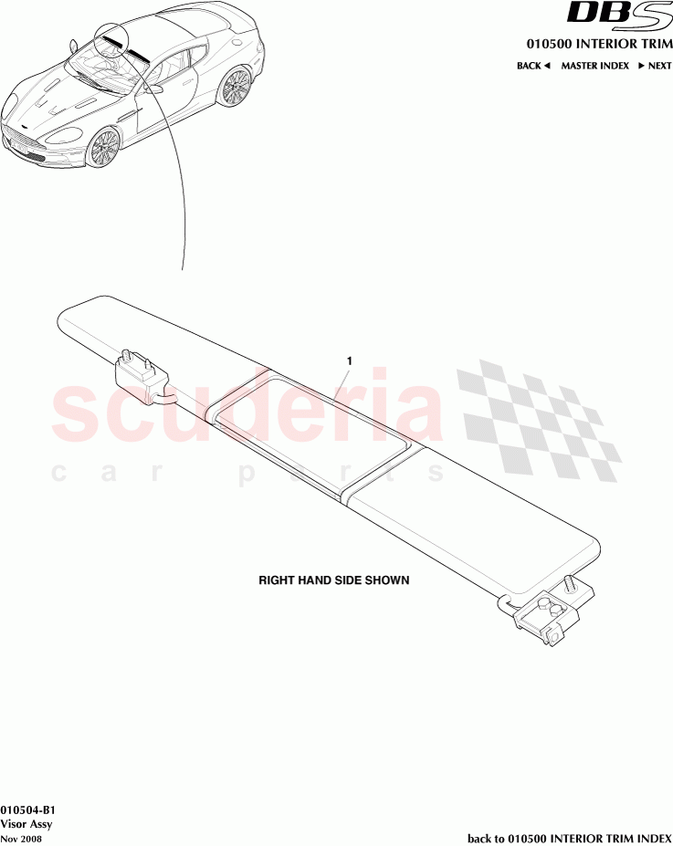 Visor Assembly of Aston Martin Aston Martin DBS V12