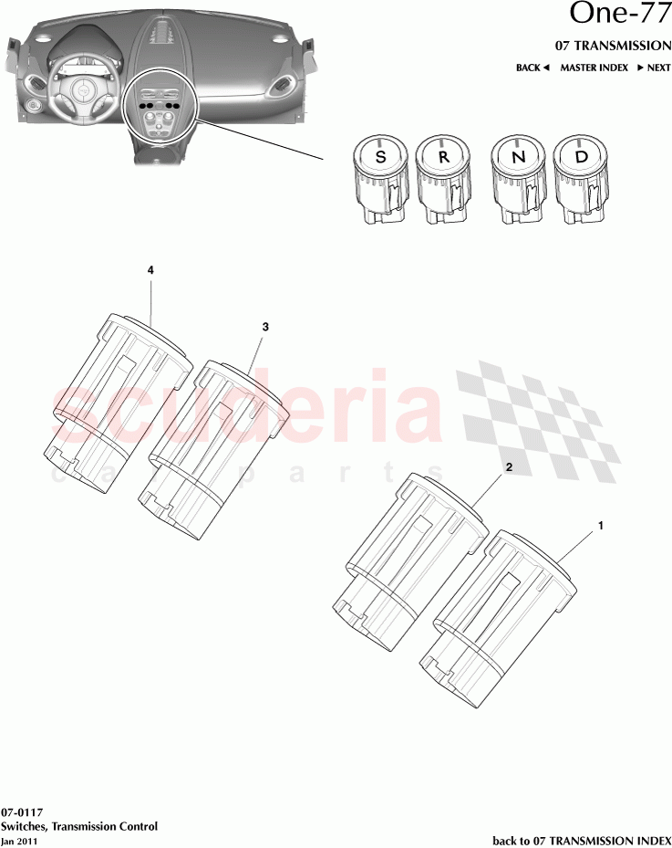 Switches, Transmission Control of Aston Martin Aston Martin One-77