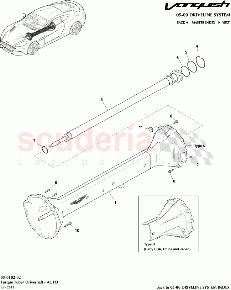 Torque Tube/ Driveshaft- AUTO of Aston Martin Aston Martin Vanquish (2012+)