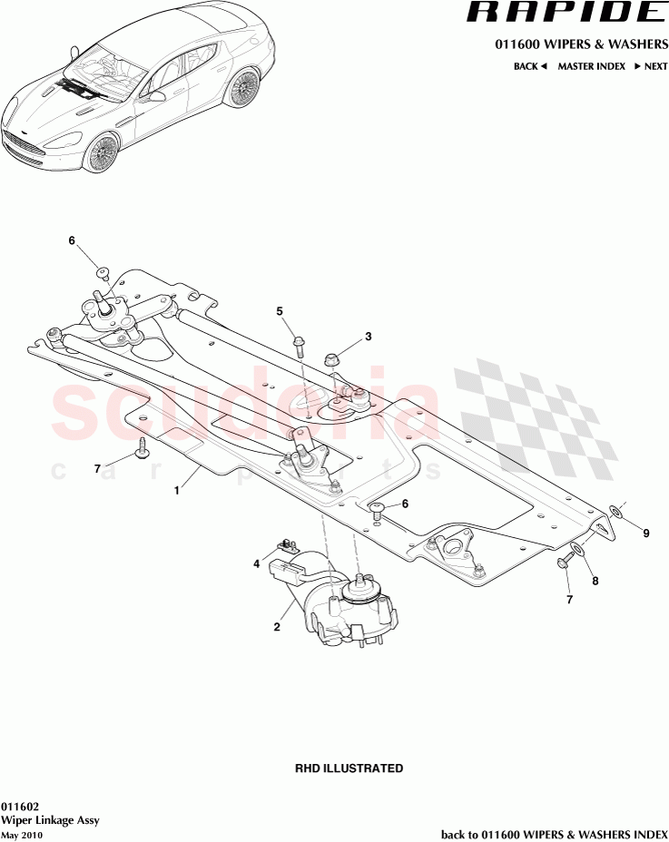 Wiper Linkage Assembly of Aston Martin Aston Martin Rapide