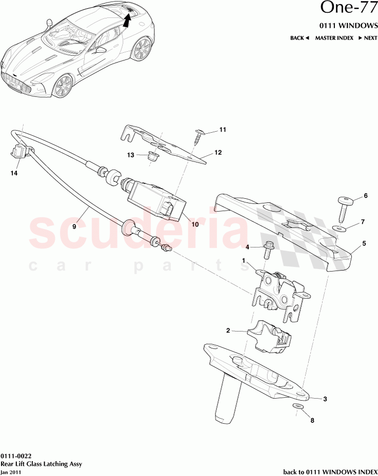 Rear Lift Glass Latching Assembly of Aston Martin Aston Martin One-77