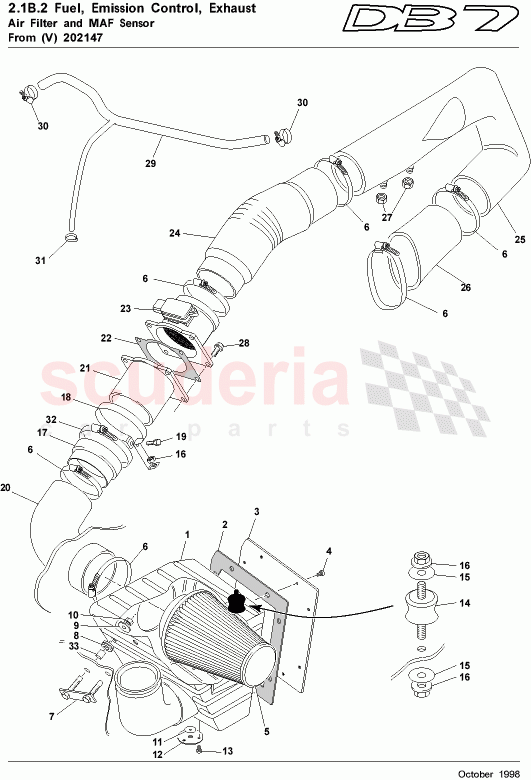 Air Filter and MAF Sensor (From VIN 202147) of Aston Martin Aston Martin DB7 (1997)