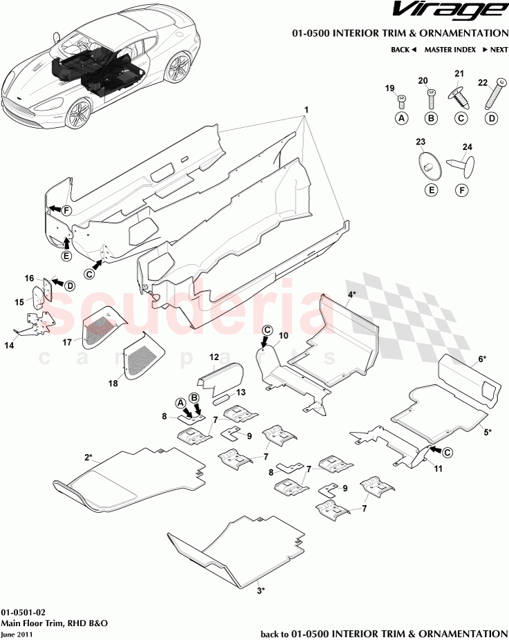 Main Floor Trim (RHD) B&O of Aston Martin Aston Martin Virage