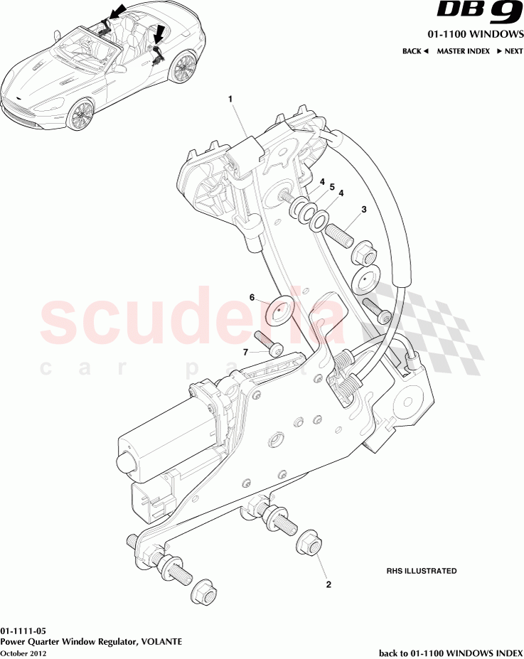 Power Quarter Window Regulator, VOLANTE of Aston Martin Aston Martin DB9 (2013-2016)