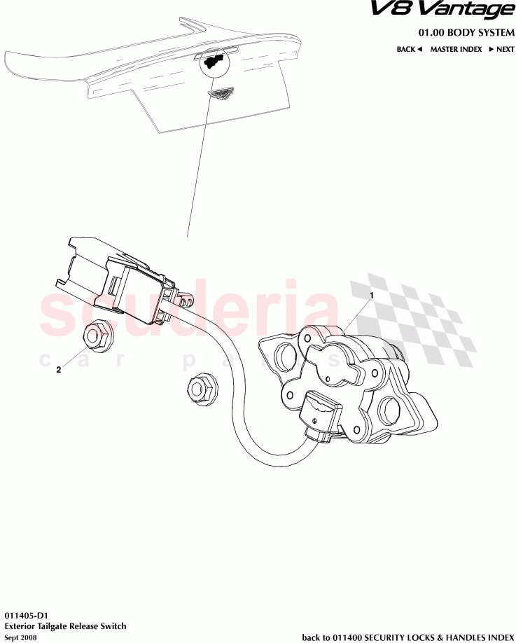 Exterior Tailgate Release Switch of Aston Martin Aston Martin V8 Vantage