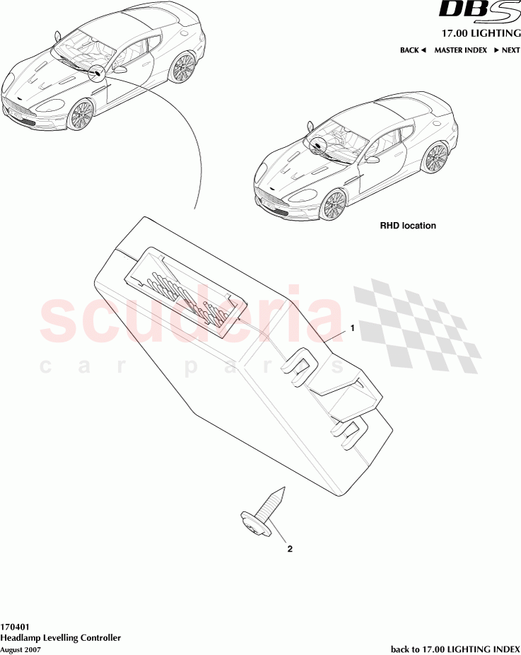 Headlamp Levelling Controller of Aston Martin Aston Martin DBS V12