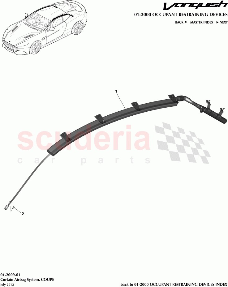 Curtain Airbag System, COUPE of Aston Martin Aston Martin Vanquish (2012+)