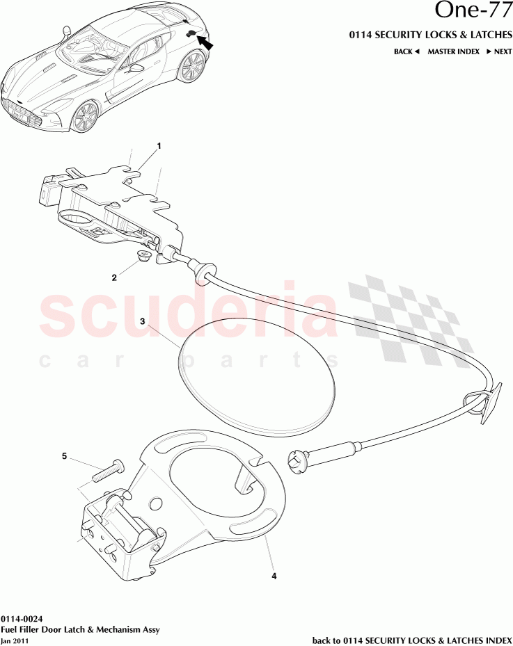 Fuel Filler Door Latches & Mechanism Assembly of Aston Martin Aston Martin One-77