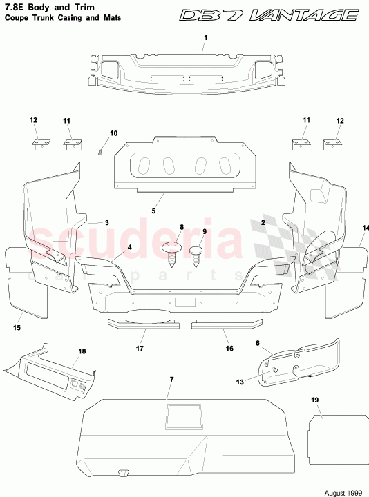 Coupe Trunk Casing and Mats of Aston Martin Aston Martin DB7 Vantage