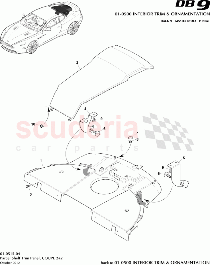 Parcel Shelf Trim Panel, COUPE 2+2 of Aston Martin Aston Martin DB9 (2013-2016)