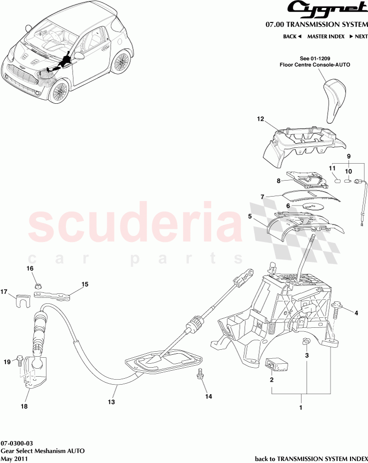 Gear Select Mechanism AUTO of Aston Martin Aston Martin Cygnet