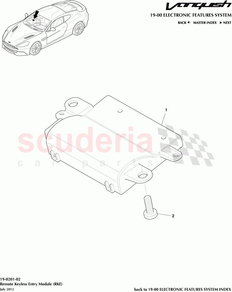 Remote Keyless Entry Module (RKE) of Aston Martin Aston Martin Vanquish (2012+)