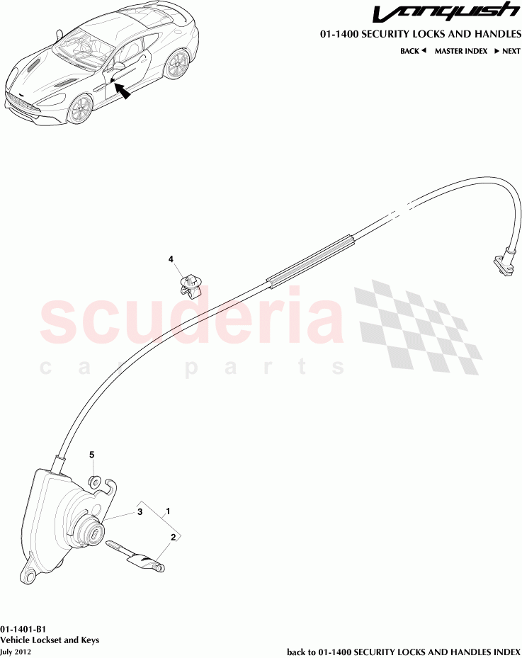 Vehicle Lockset and Keys of Aston Martin Aston Martin Vanquish (2012+)