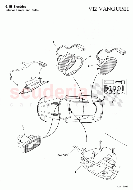 Interior Lamps and Bulbs of Aston Martin Aston Martin Vanquish (2001-2007)