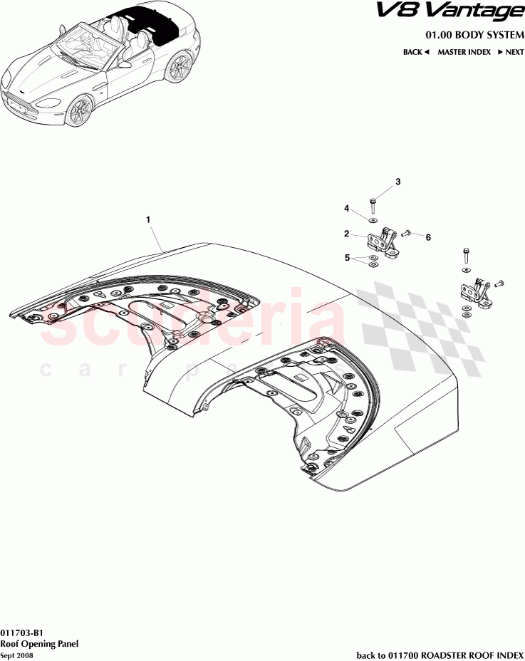 Roof Opening Panel of Aston Martin Aston Martin V8 Vantage