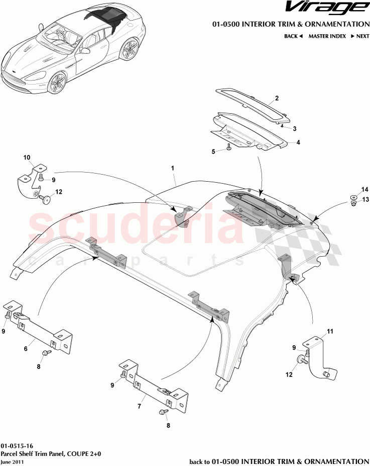 Parcel Shelf Trim Panel (Coupe) 2+0 of Aston Martin Aston Martin Virage