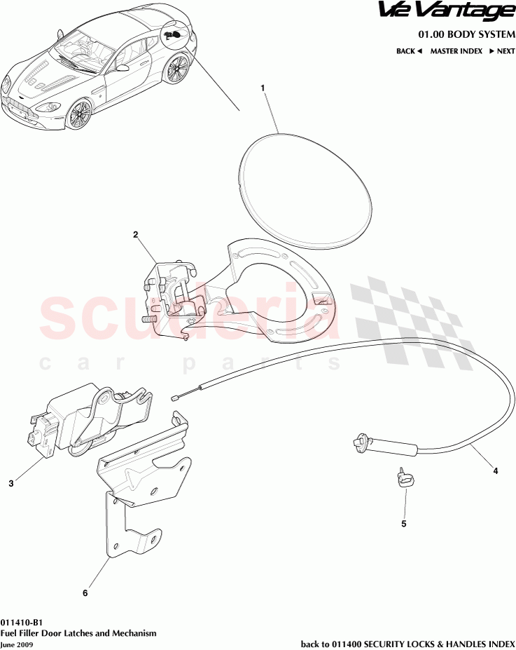 Fuel Filler Door Latches and Mechanism of Aston Martin Aston Martin V12 Vantage