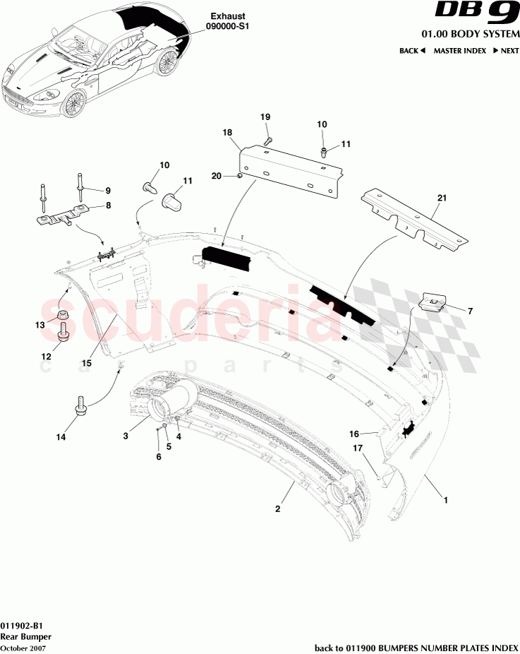 Rear Bumper of Aston Martin Aston Martin DB9 (2004-2012)