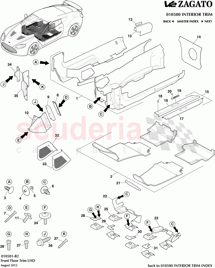 Front Floor Trim LHD of Aston Martin Aston Martin V12 Zagato