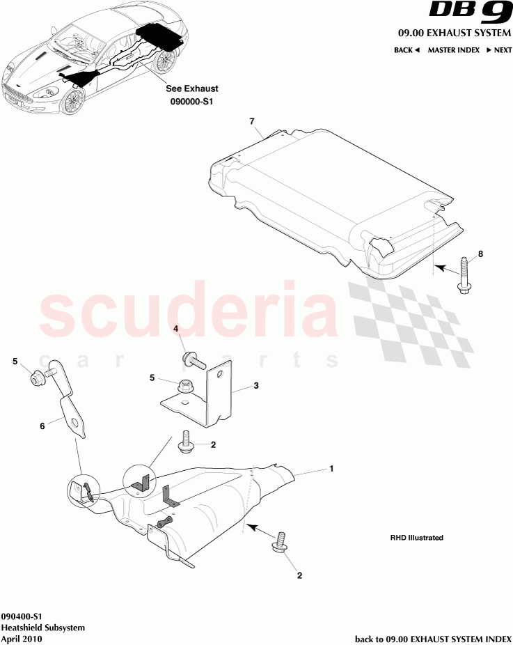 Heatshield Subsystem of Aston Martin Aston Martin DB9 (2004-2012)