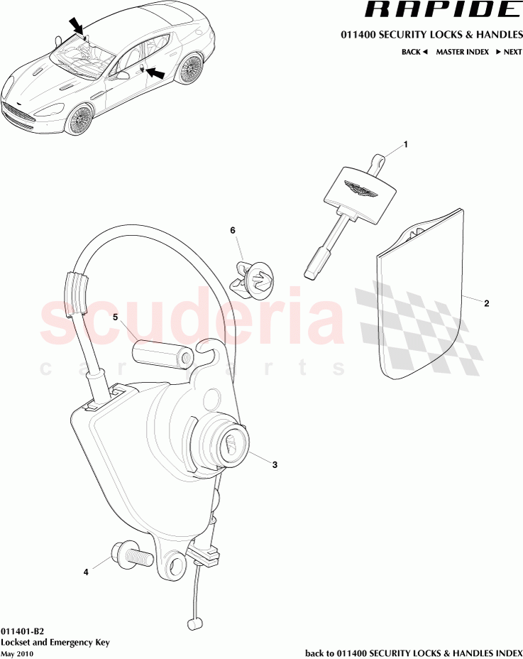 Lockset and Emergency Key of Aston Martin Aston Martin Rapide