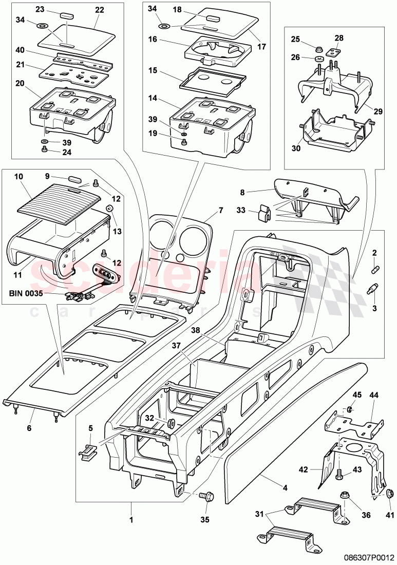 center console, F 3W-A-064 813>>, F ZA-A-064 813>> of Bentley Bentley Continental Flying Spur (2006-2012)