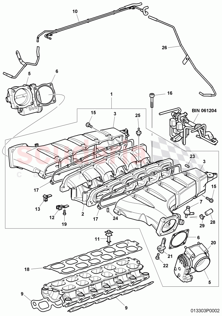 elbow, throttle valve, D - MJ 2005>> - MJ 2005 of Bentley Bentley Continental GT (2003-2010)