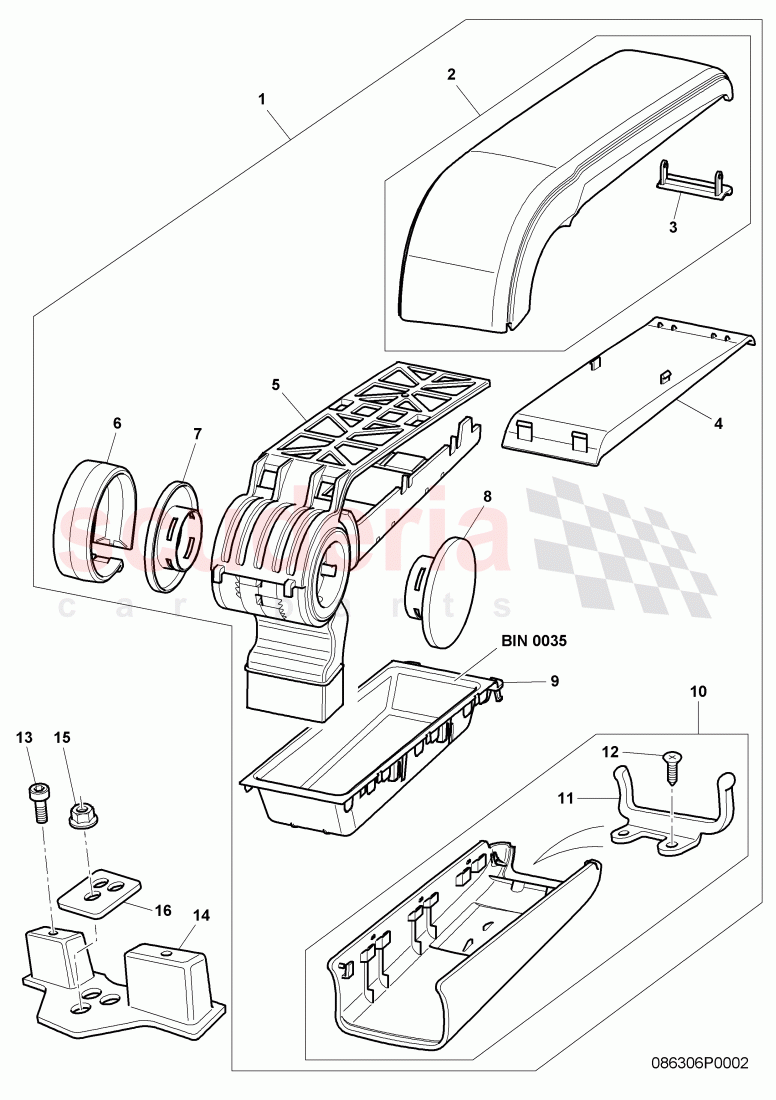 Centre armrest, D - MJ 2008>> of Bentley Bentley Continental GT (2003-2010)