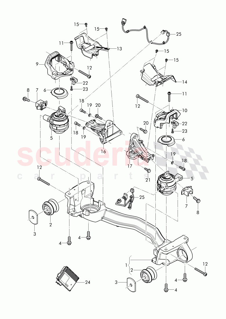 active engine mount, engine mounting bracket, D - MJ 2017>> of Bentley Bentley Mulsanne (2010+)